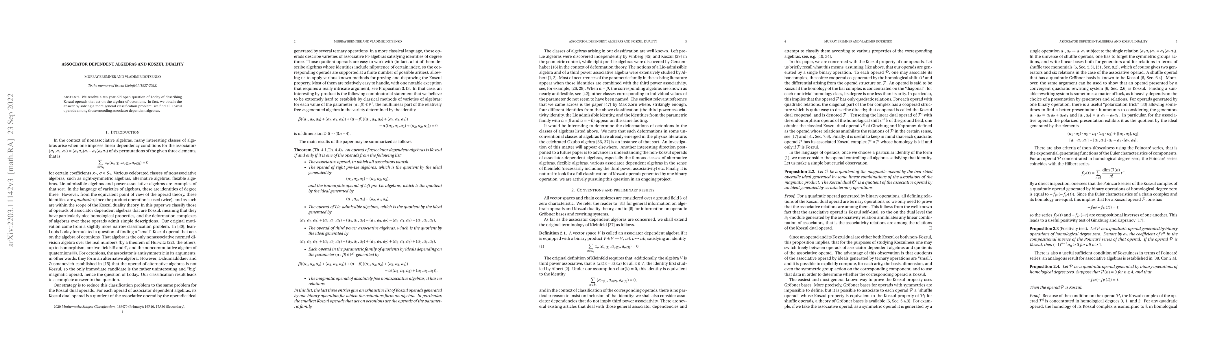 Thumbnail for Associator dependent algebras and Koszul duality