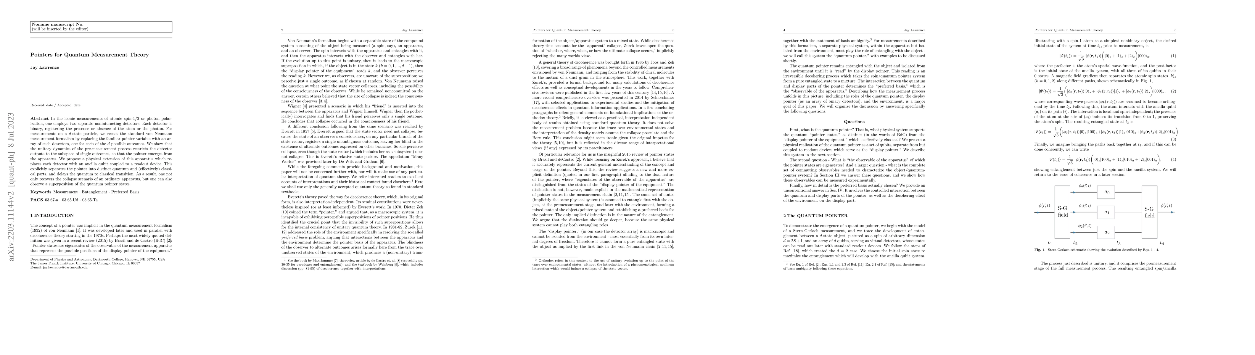 Thumbnail for Pointers for Quantum Measurement Theory