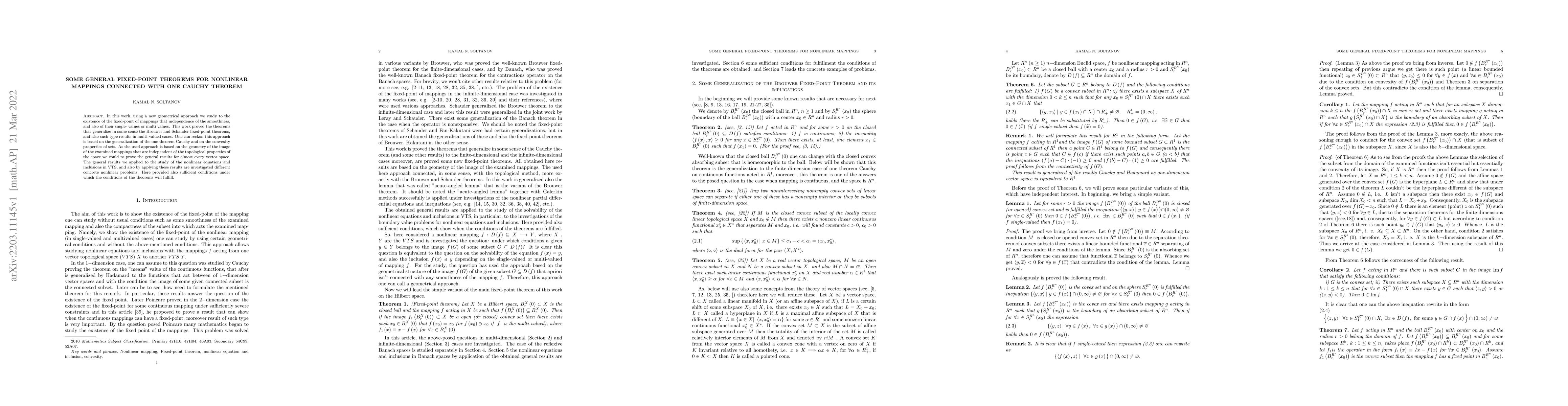 Thumbnail for Some general fixed-point theorems for nonlinear mappings connected with
  one Cauchy theorem