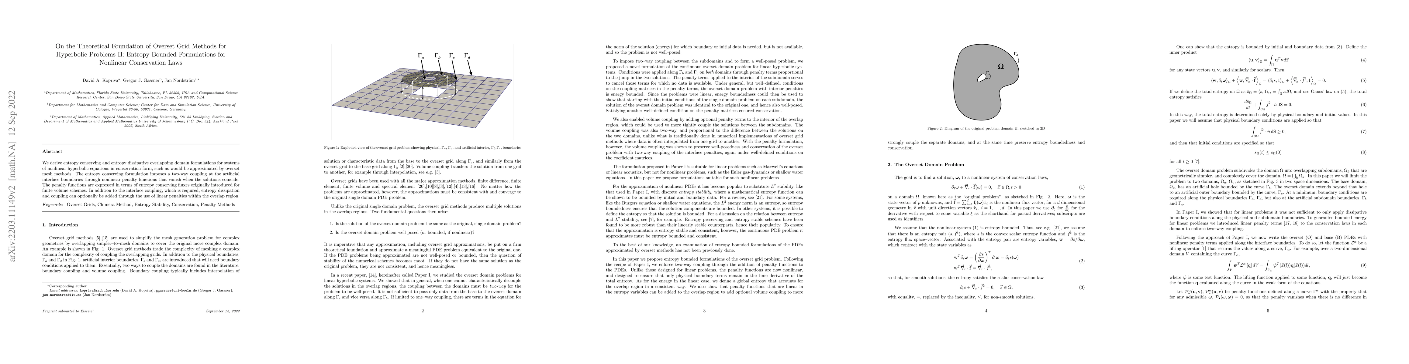 Thumbnail for On the Theoretical Foundation of Overset Grid Methods for Hyperbolic
  Problems II: Entropy Bounded Formulations for Nonlinear Conservation Laws