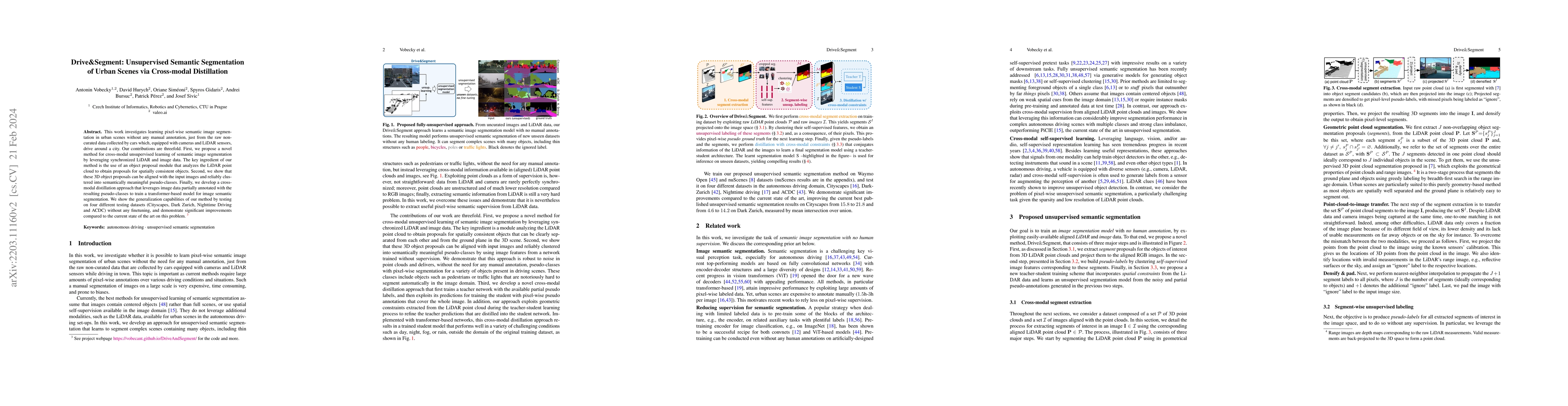 Thumbnail for Drive&Segment: Unsupervised Semantic Segmentation of Urban Scenes via
  Cross-modal Distillation