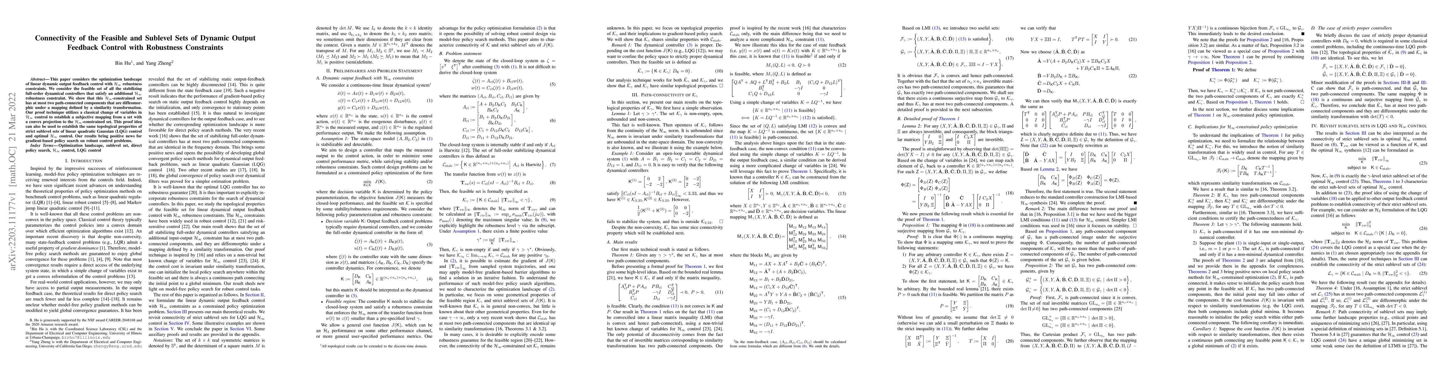 Thumbnail for Connectivity of the Feasible and Sublevel Sets of Dynamic Output
  Feedback Control with Robustness Constraints
