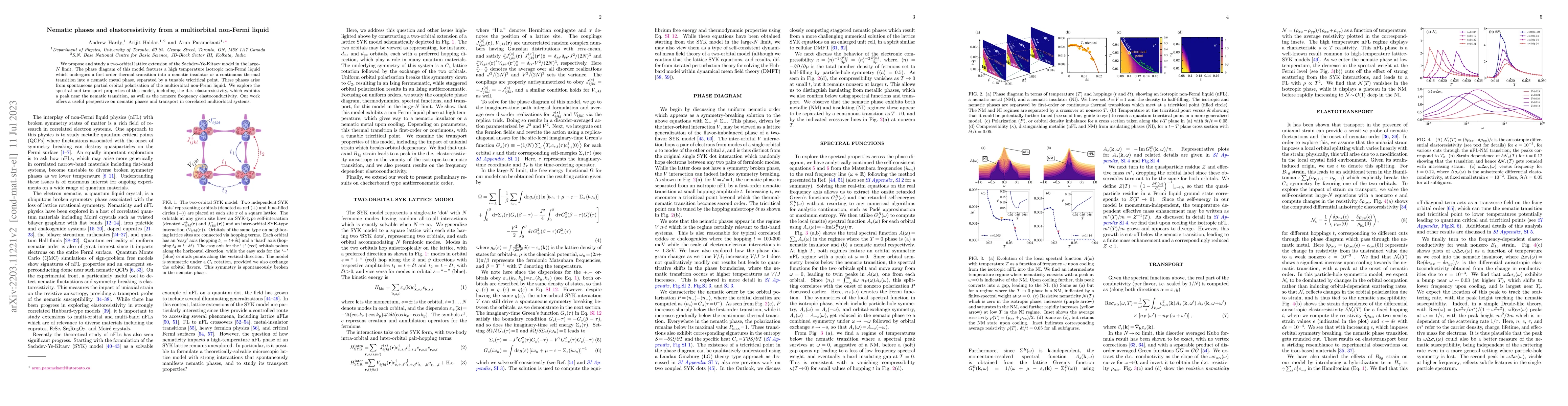 Thumbnail for Nematic phases and elastoresistivity from a multiorbital non-Fermi
  liquid