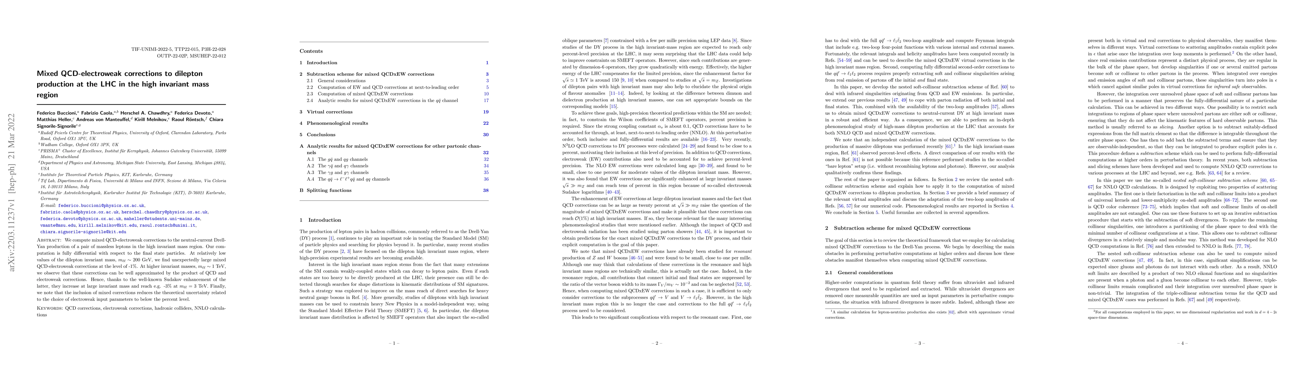 Thumbnail for Mixed QCD-electroweak corrections to dilepton production at the LHC in
  the high invariant mass region