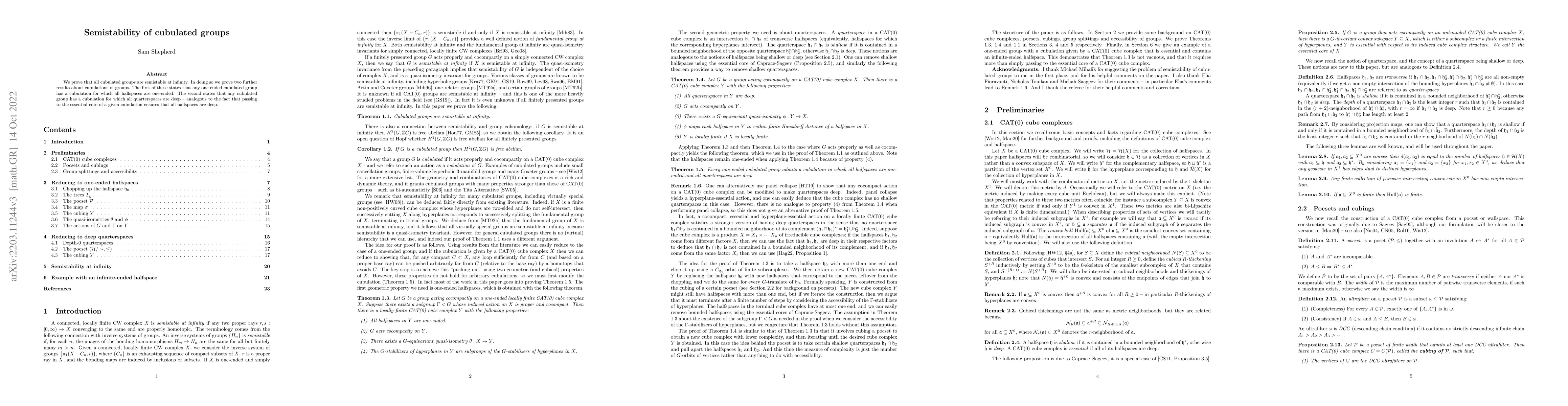 Thumbnail for Semistability of cubulated groups