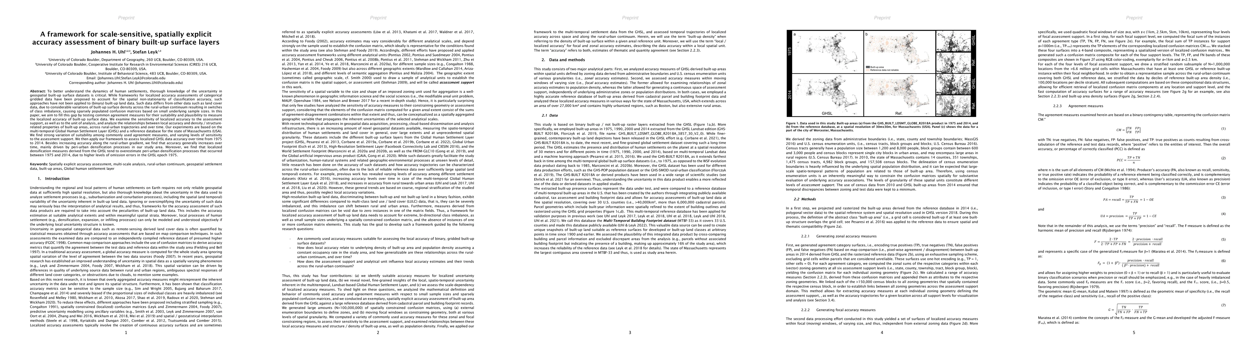 Thumbnail for A framework for scale-sensitive, spatially explicit accuracy assessment
  of binary built-up surface layers
