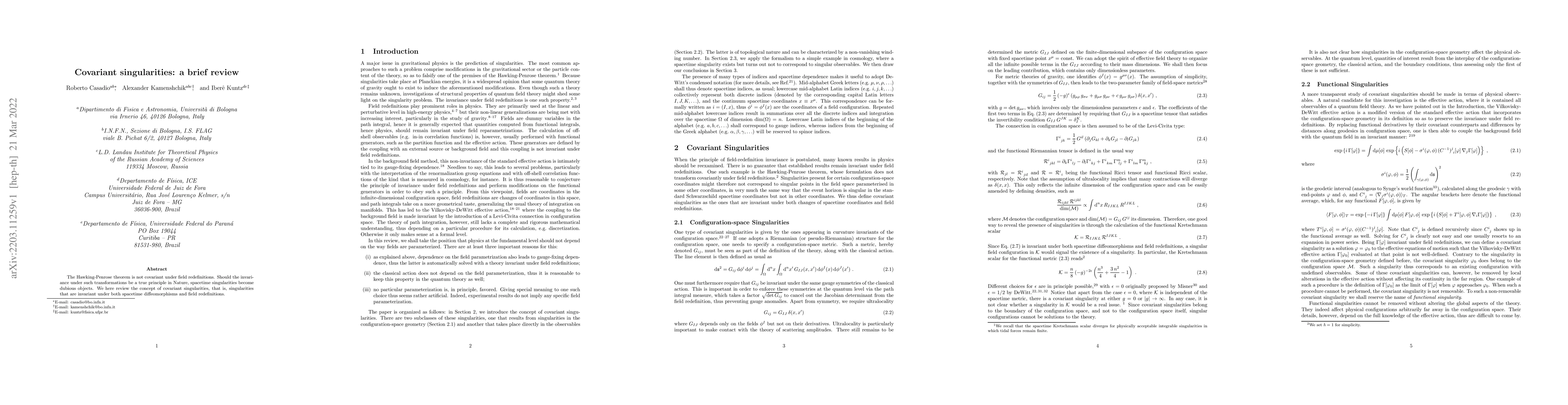 Thumbnail for Covariant singularities: a brief review
