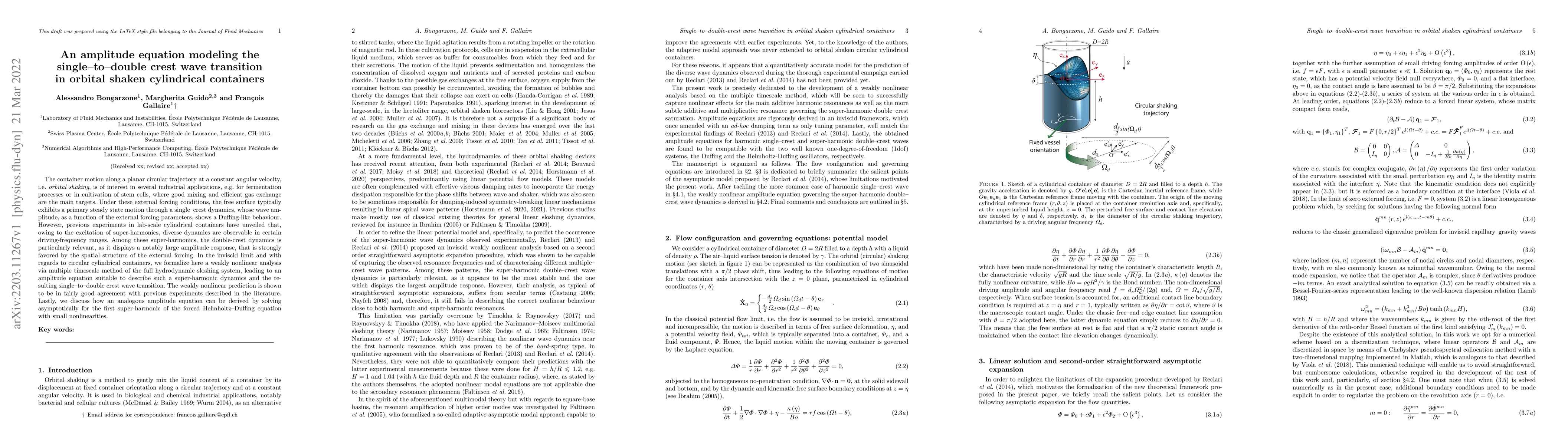 Thumbnail for An amplitude equation modeling the single-to-double crest wave
  transition in orbital shaken cylindrical containers
