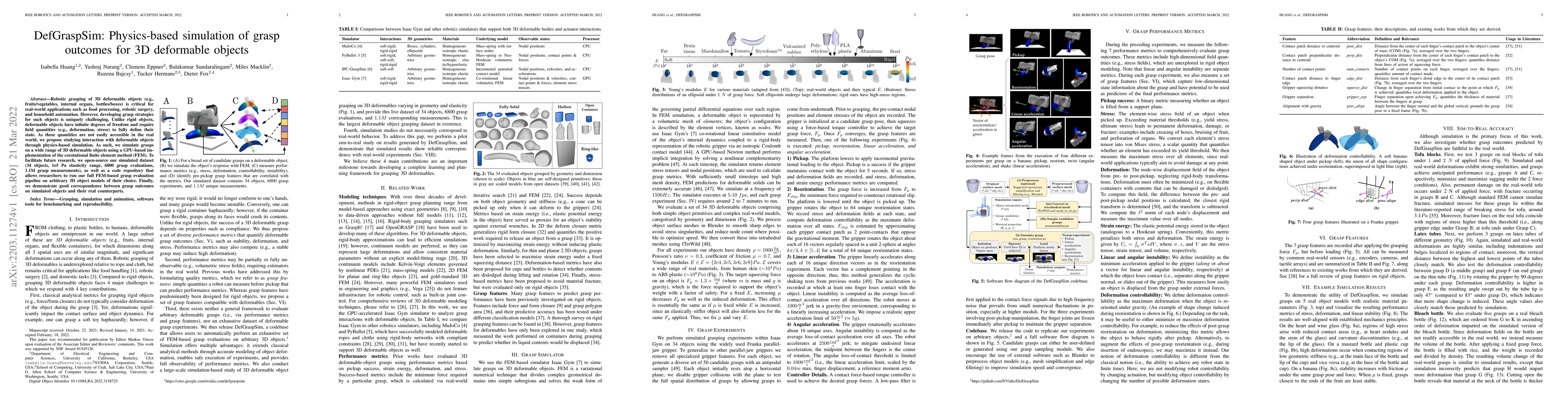 Thumbnail for DefGraspSim: Physics-based simulation of grasp outcomes for 3D
  deformable objects