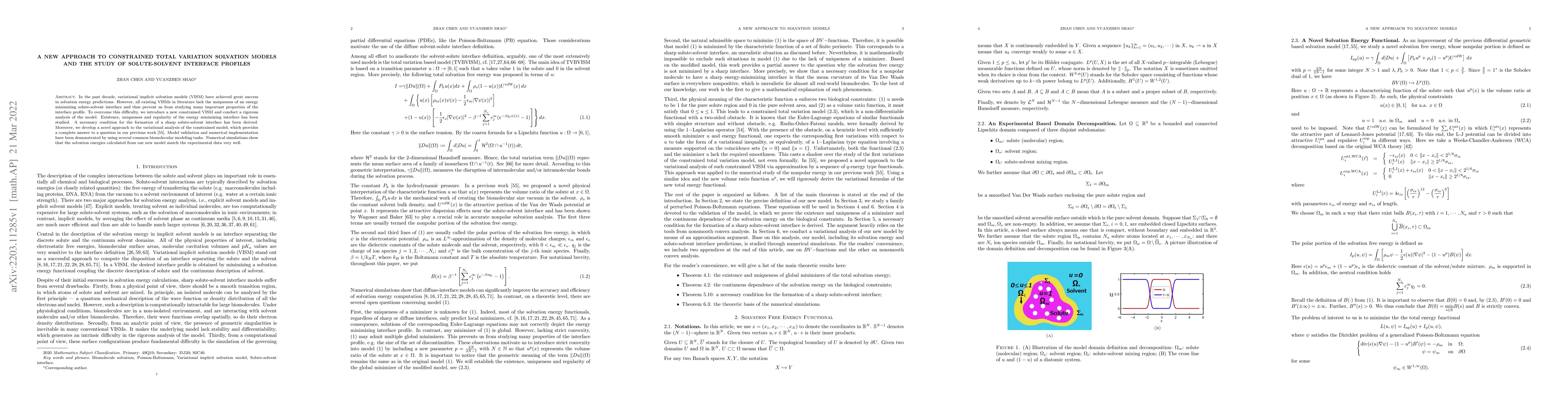 Thumbnail for A new approach to constrained total variation solvation models and the
  study of solute-solvent interface profiles