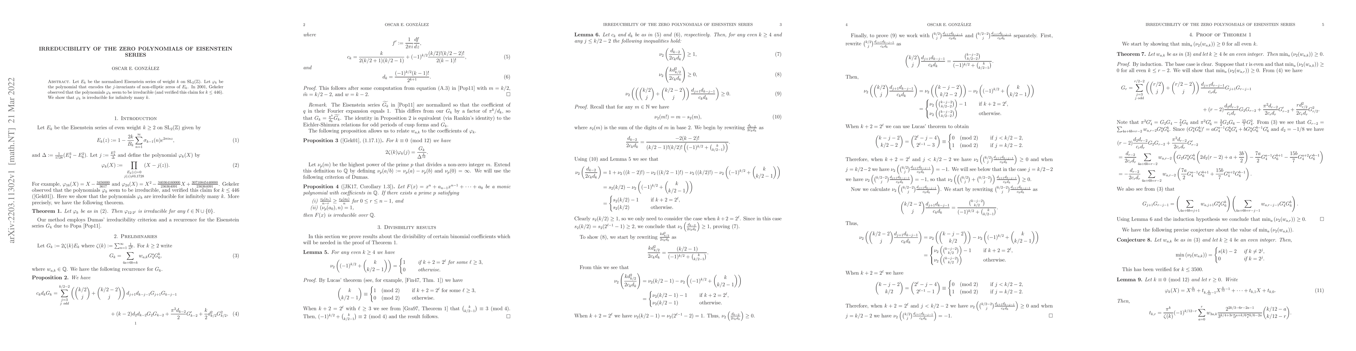 Thumbnail for Irreducibility of the zero polynomials of Eisenstein series