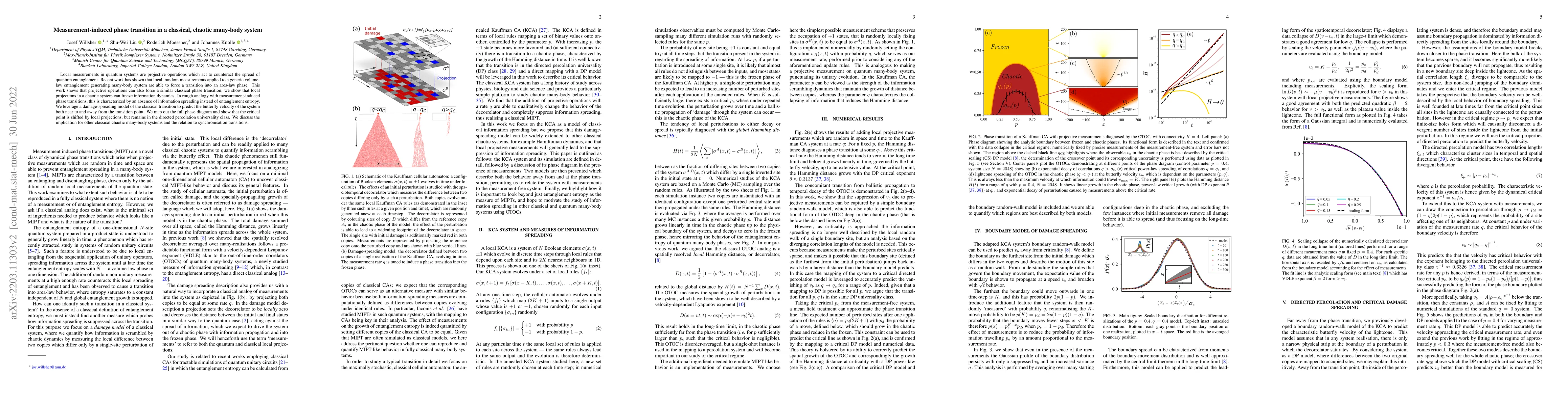 Thumbnail for Measurement-induced phase transition in a classical, chaotic many-body
  system