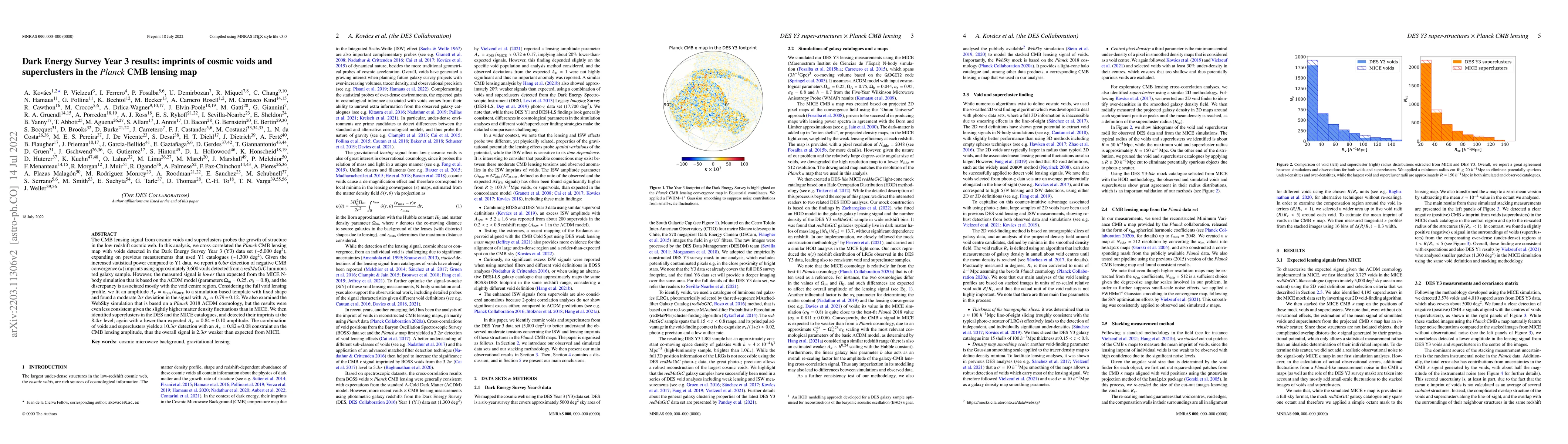 Thumbnail for Dark Energy Survey Year 3 results: imprints of cosmic voids and
  superclusters in the Planck CMB lensing map