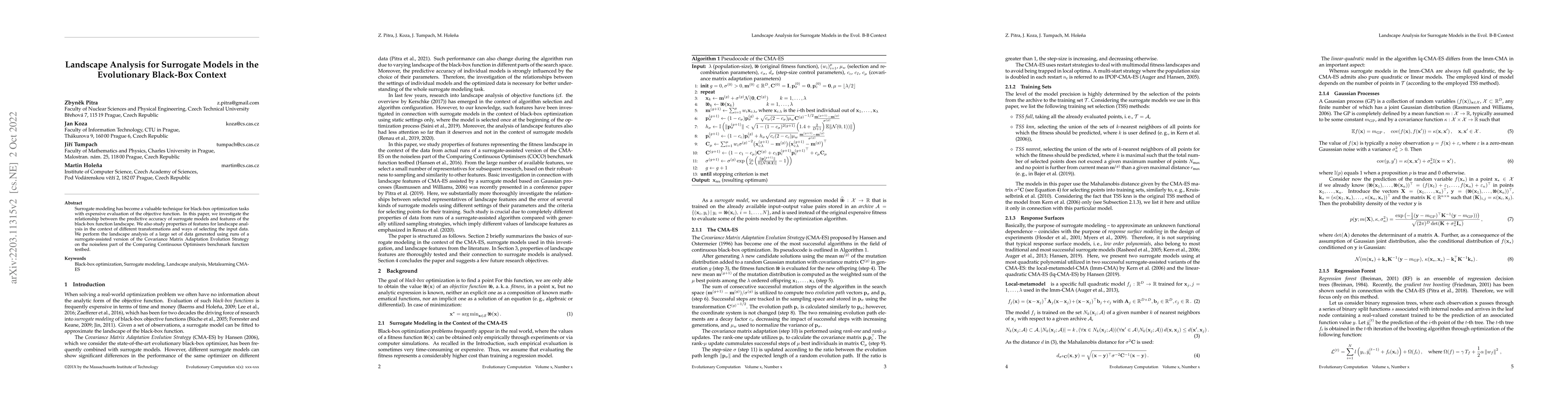 Thumbnail for Landscape Analysis for Surrogate Models in the Evolutionary Black-Box
  Context