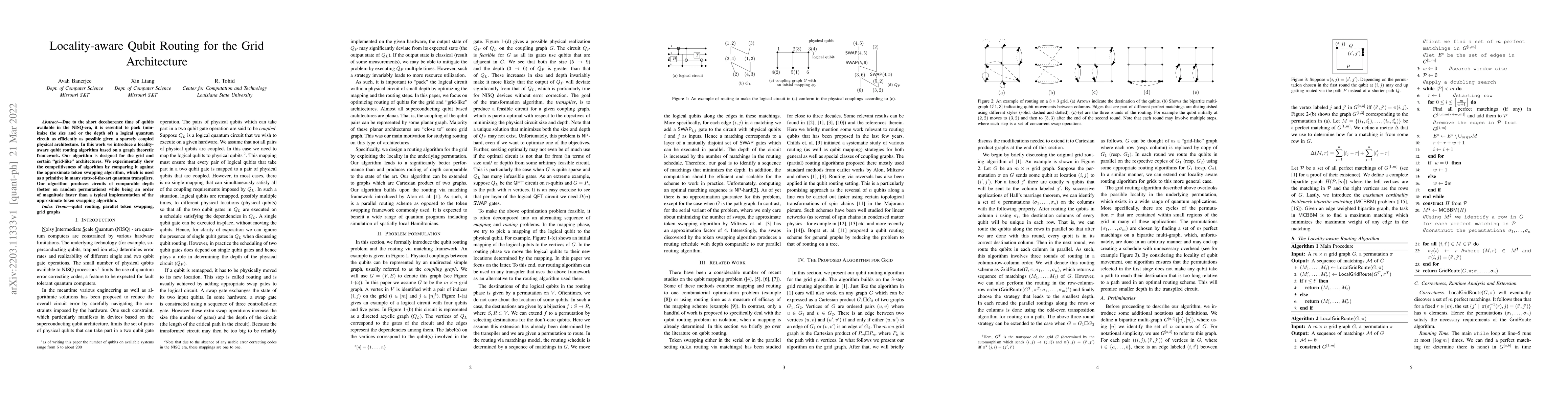 Thumbnail for Locality-aware Qubit Routing for the Grid Architecture
