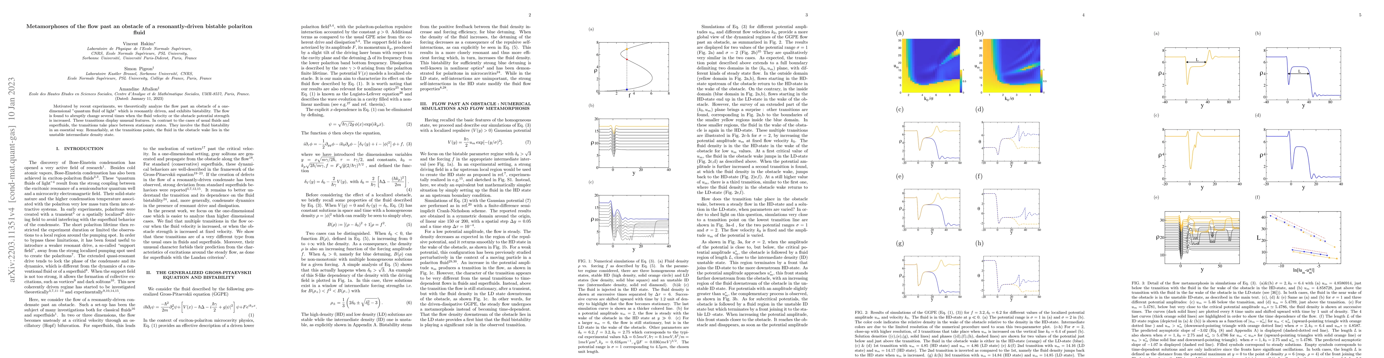 Thumbnail for Metamorphoses of the flow past an obstacle of a resonantly-driven
  bistable polariton fluid