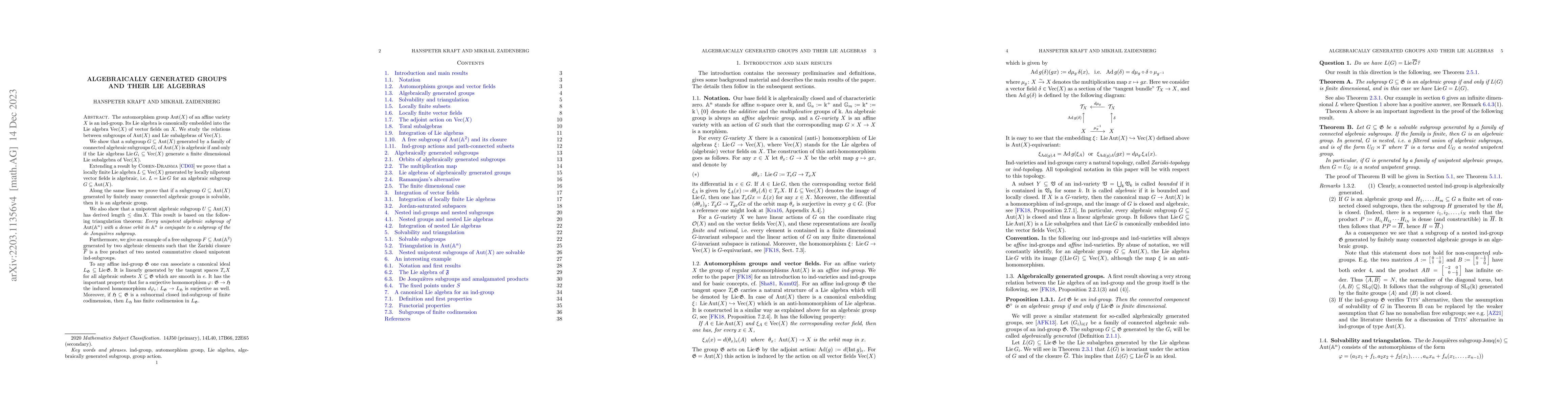 Thumbnail for Algebraically generated groups and their lie algebras