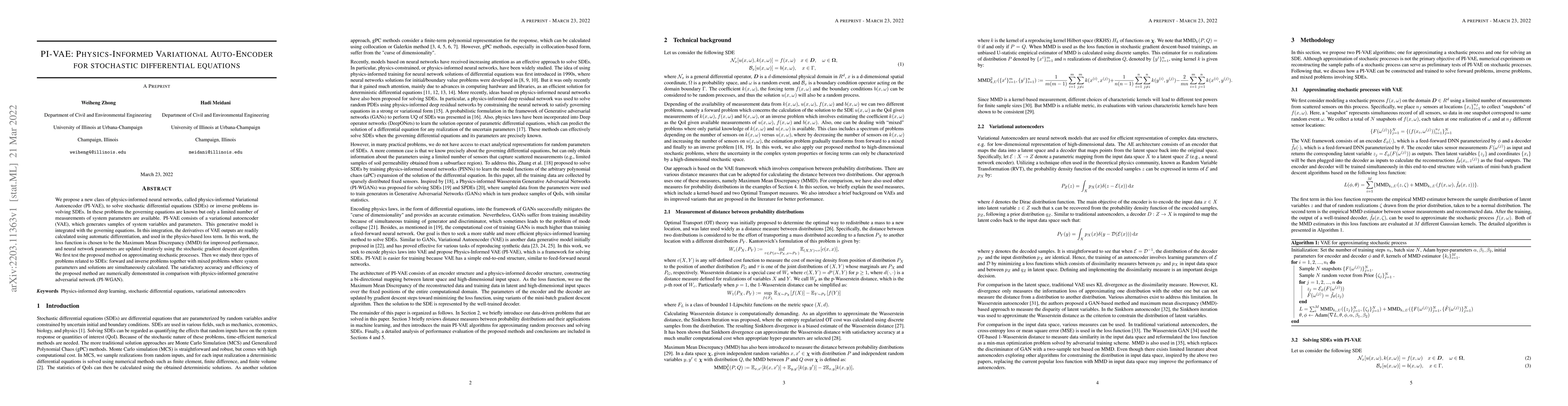 Thumbnail for PI-VAE: Physics-Informed Variational Auto-Encoder for stochastic
  differential equations