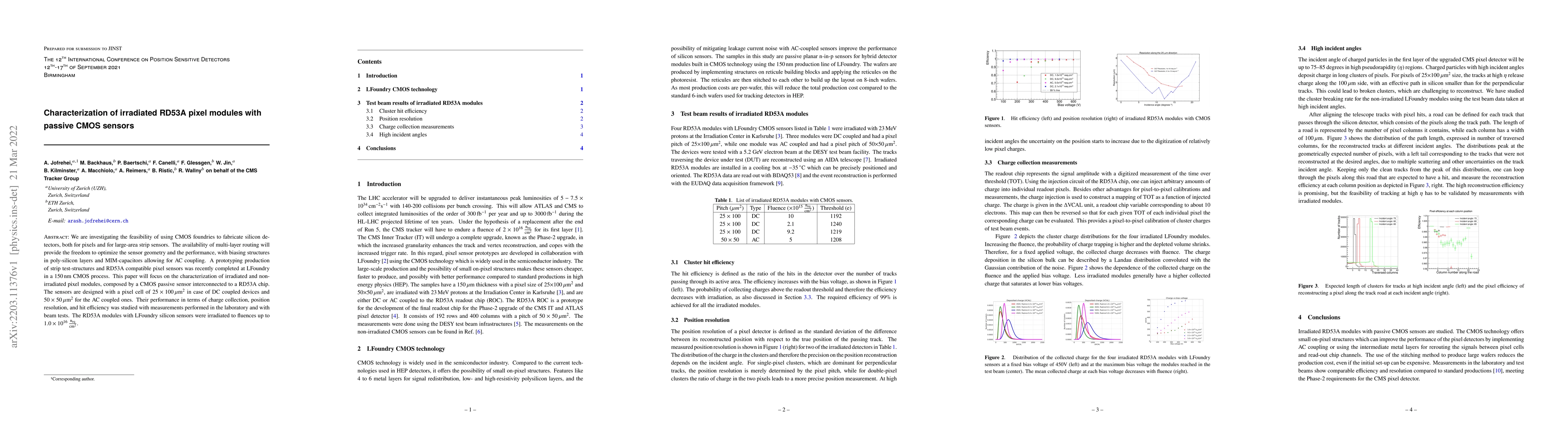 Thumbnail for Characterization of irradiated RD53A pixel modules with passive CMOS
  sensors