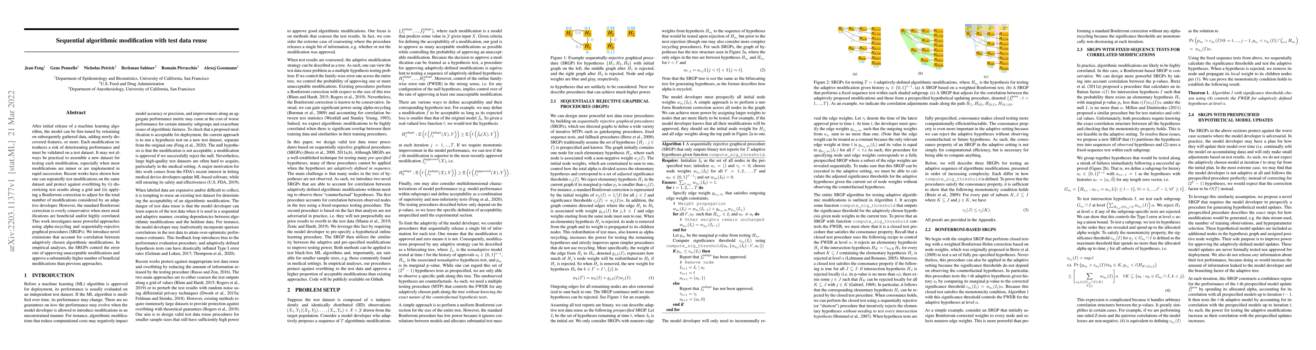 Thumbnail for Sequential algorithmic modification with test data reuse