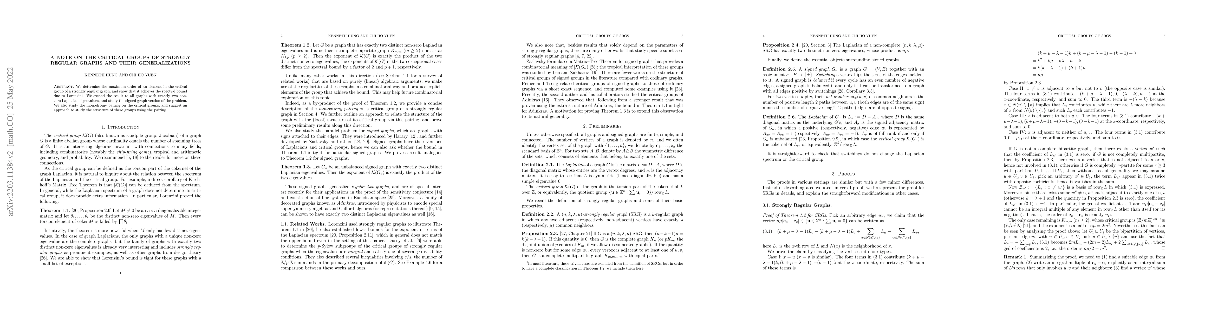 Thumbnail for A Note on the Critical Groups of Strongly Regular Graphs and Their
  Generalizations