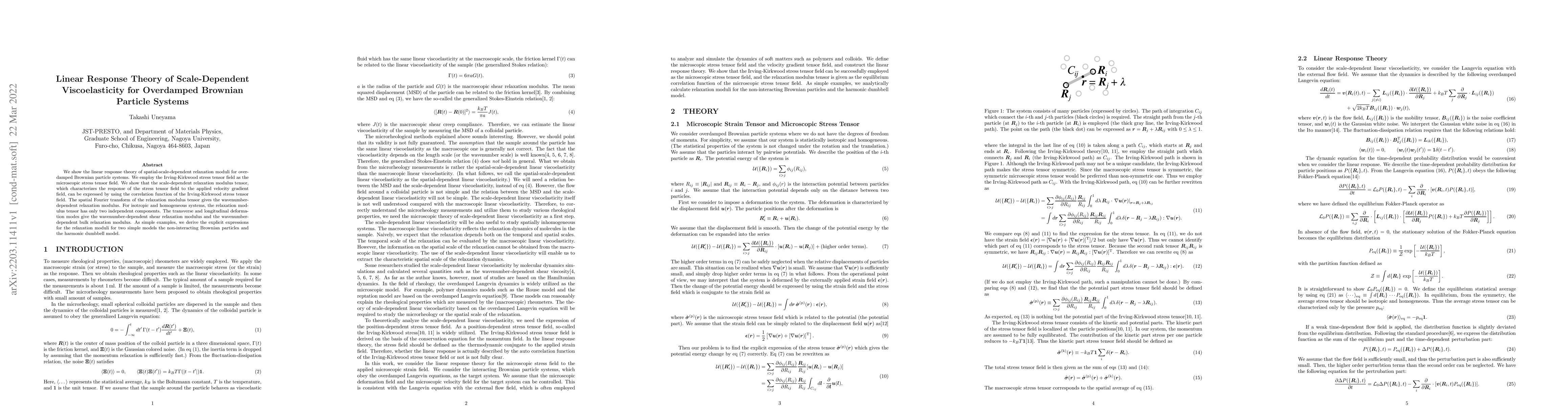 Thumbnail for Linear Response Theory of Scale-Dependent Viscoelasticity for Overdamped
  Brownian Particle Systems