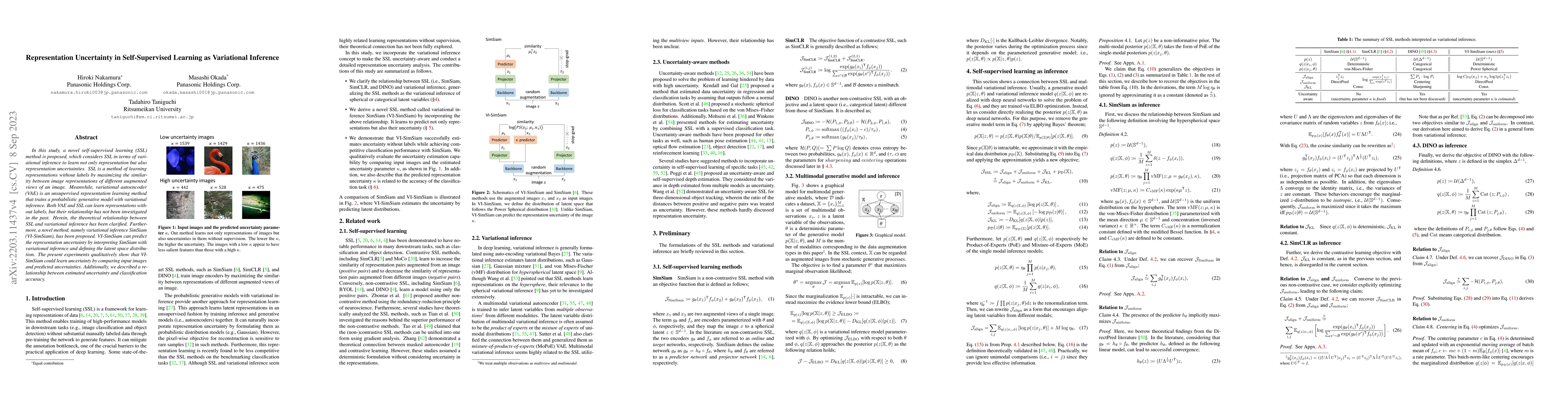 Thumbnail for Representation Uncertainty in Self-Supervised Learning as Variational
  Inference