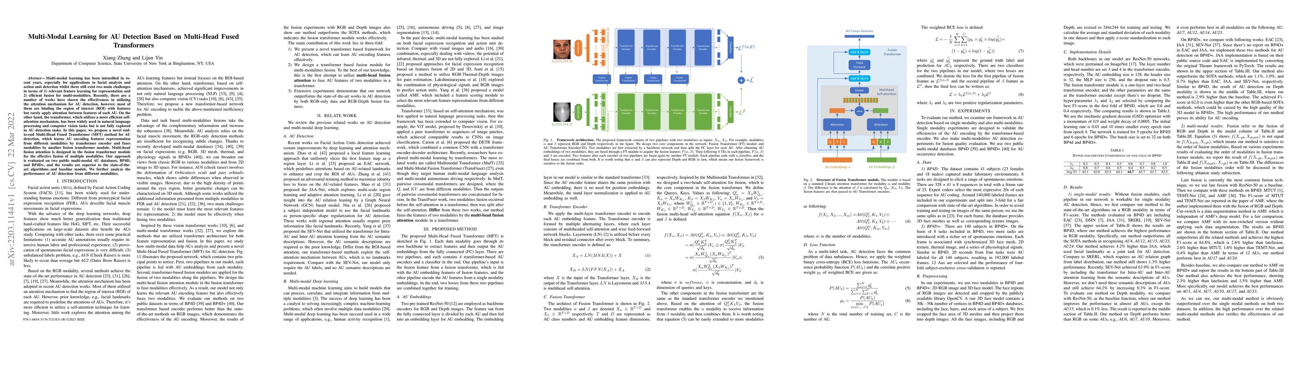 Thumbnail for Multi-Modal Learning for AU Detection Based on Multi-Head Fused
  Transformers