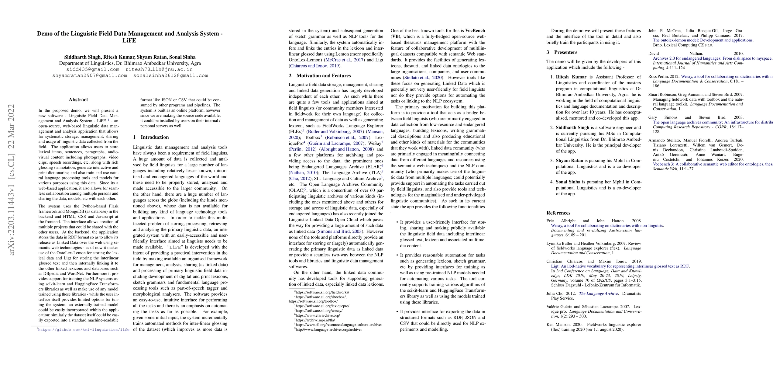 Thumbnail for Demo of the Linguistic Field Data Management and Analysis System -- LiFE