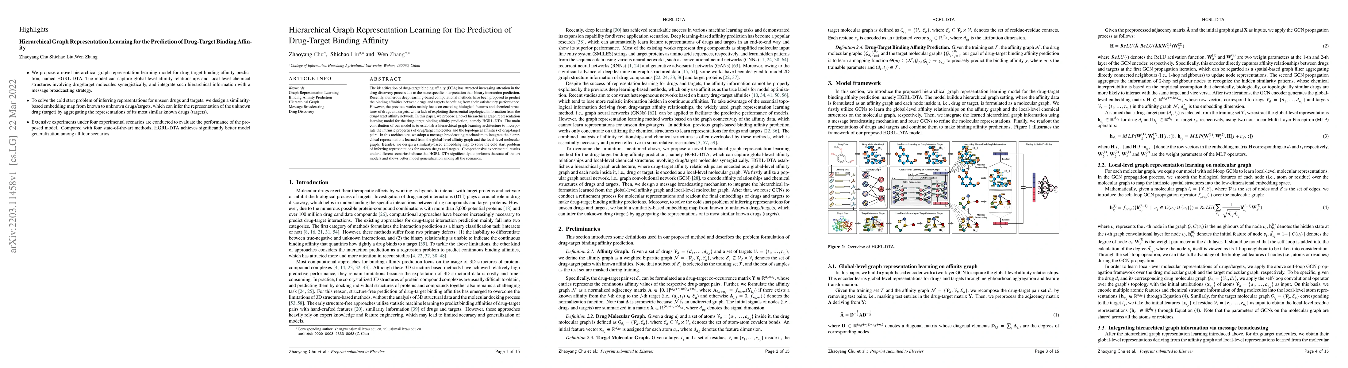 Thumbnail for Hierarchical Graph Representation Learning for the Prediction of
  Drug-Target Binding Affinity