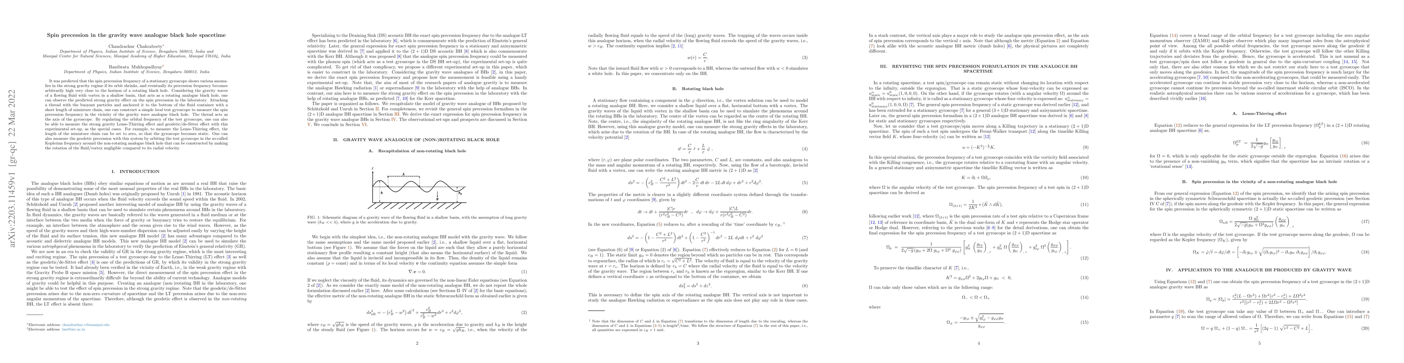 Thumbnail for Spin precession in the gravity wave analogue black hole spacetime