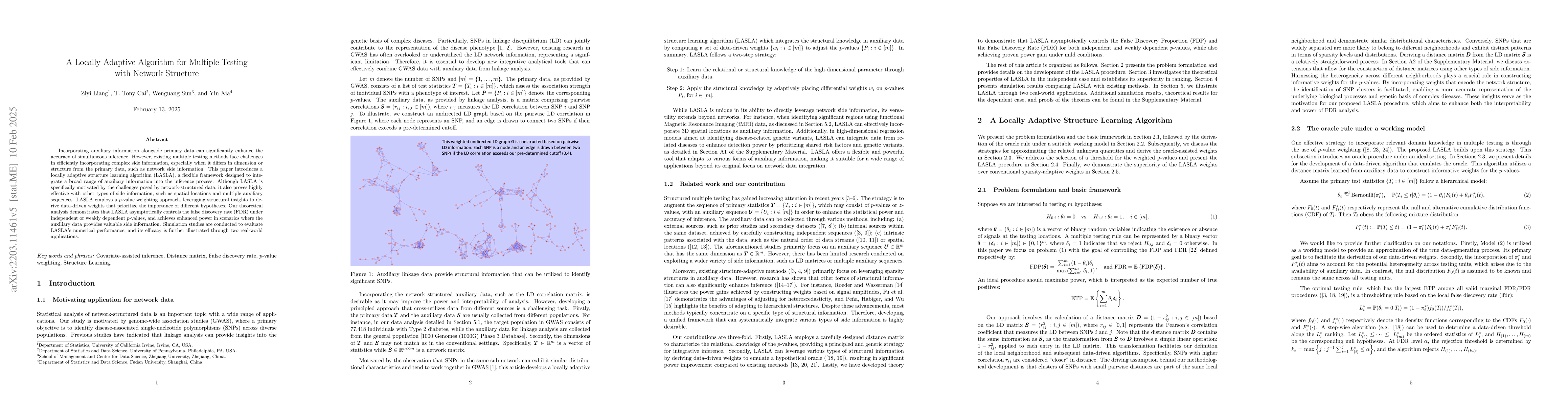 Thumbnail for Locally Adaptive Algorithms for Multiple Testing with Network Structure,
  with Application to Genome-Wide Association Studies