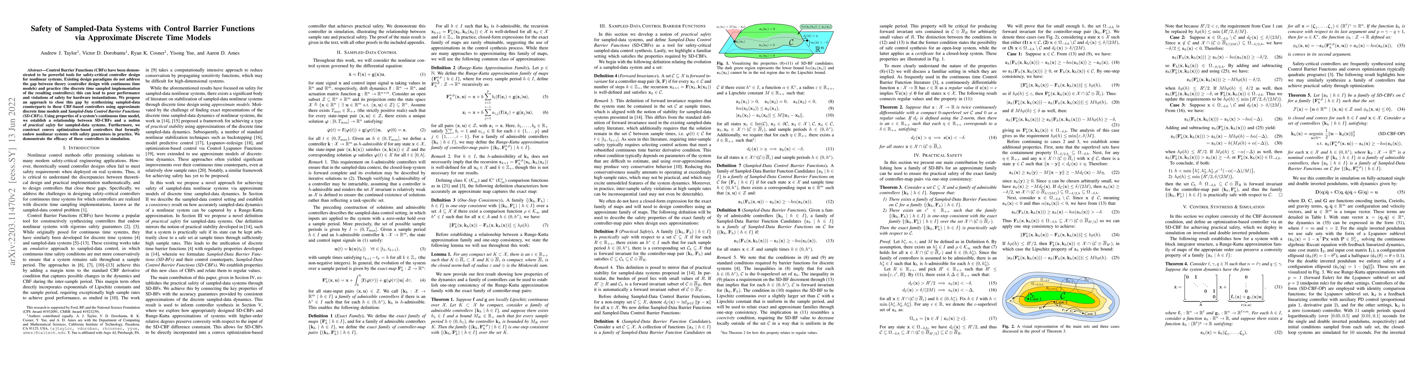 Thumbnail for Safety of Sampled-Data Systems with Control Barrier Functions via
  Approximate Discrete Time Models