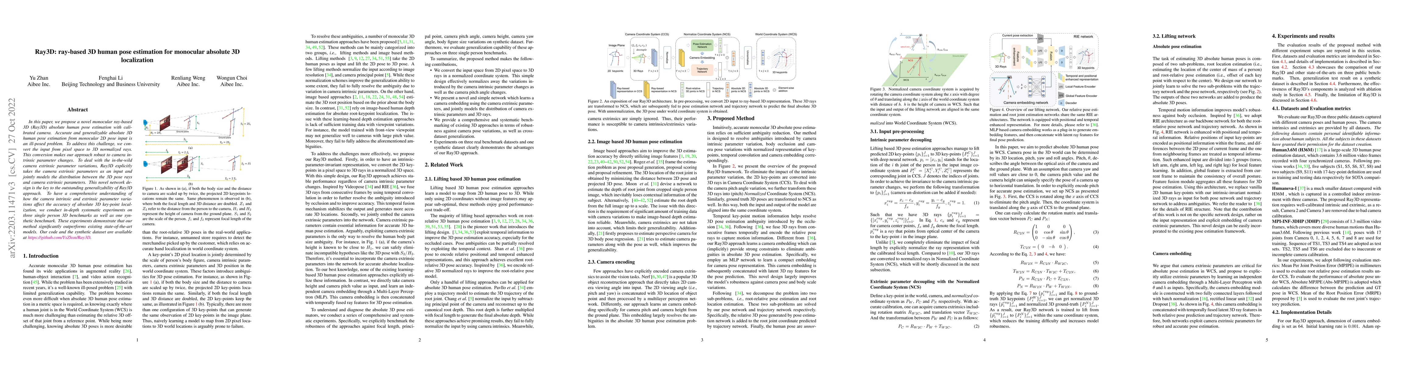 Thumbnail for Ray3D: ray-based 3D human pose estimation for monocular absolute 3D
  localization