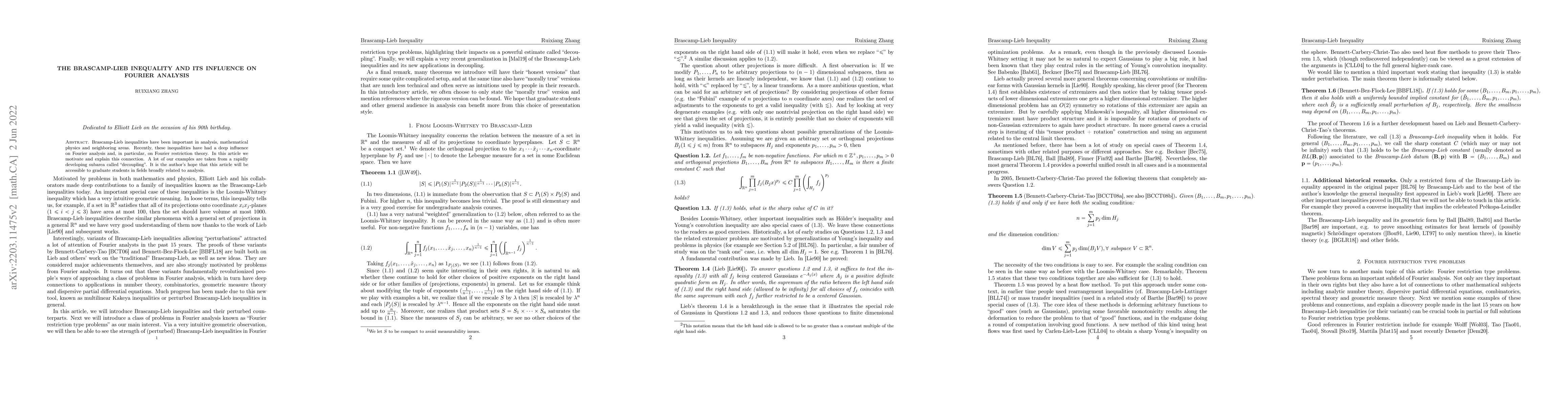 Thumbnail for The Brascamp-Lieb inequality and its influence on Fourier analysis