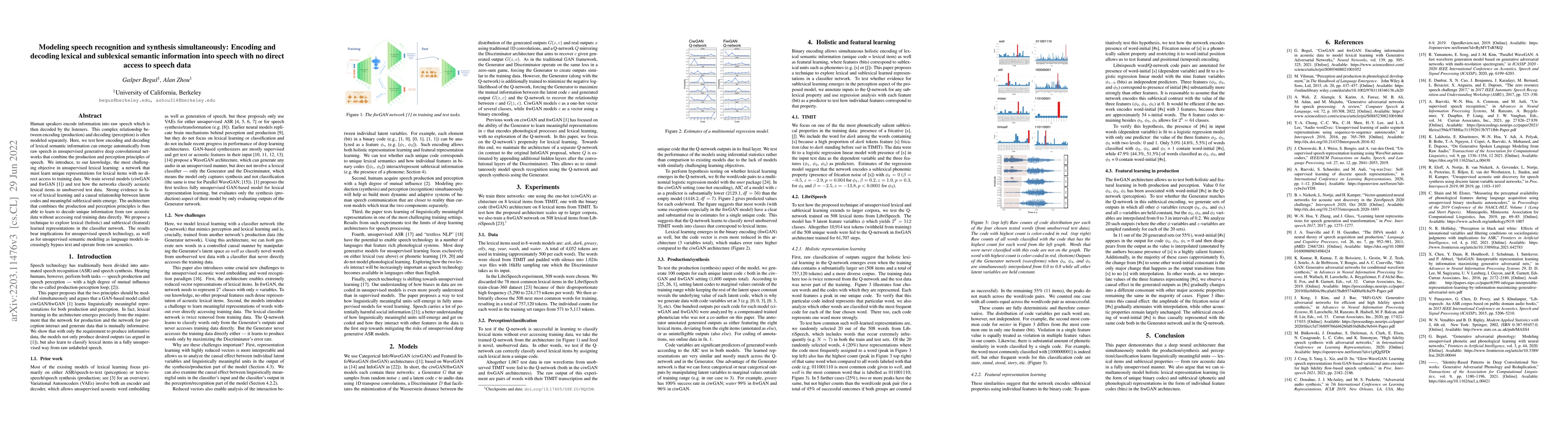 Thumbnail for Modeling speech recognition and synthesis simultaneously: Encoding and
  decoding lexical and sublexical semantic information into speech with no
  direct access to speech data