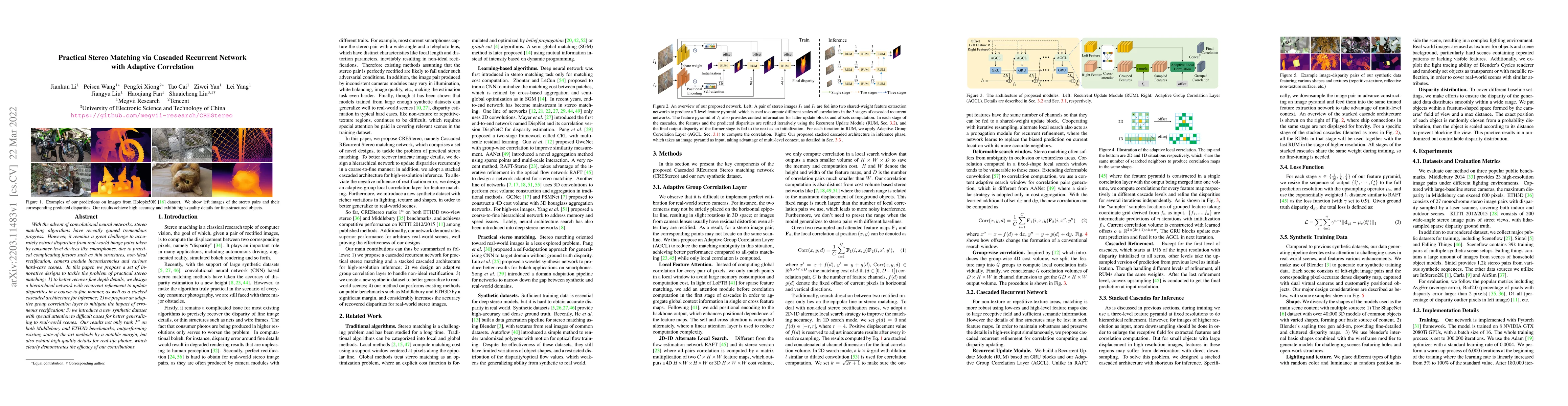 Thumbnail for Practical Stereo Matching via Cascaded Recurrent Network with Adaptive
  Correlation