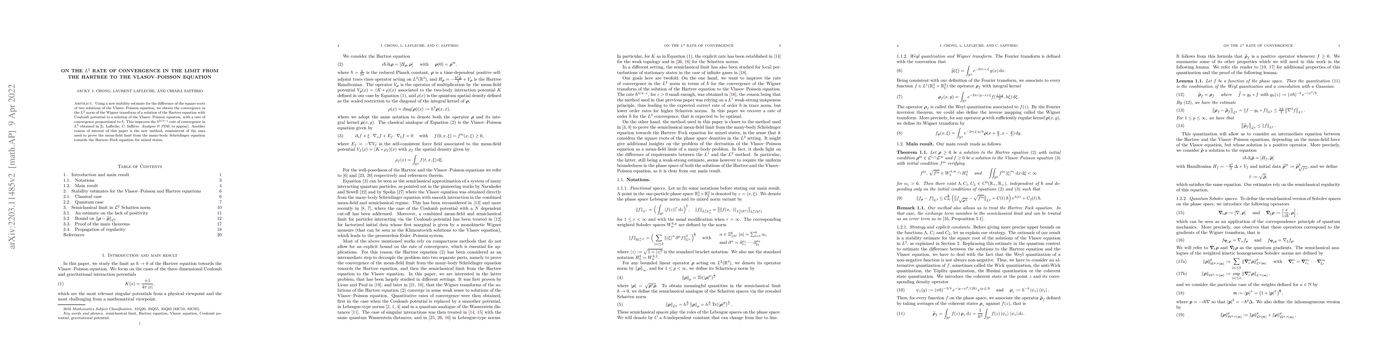 Thumbnail for On the $L^2$ Rate of Convergence in the Limit from the Hartree to the
  Vlasov$\unicode{x2013}$Poisson Equation