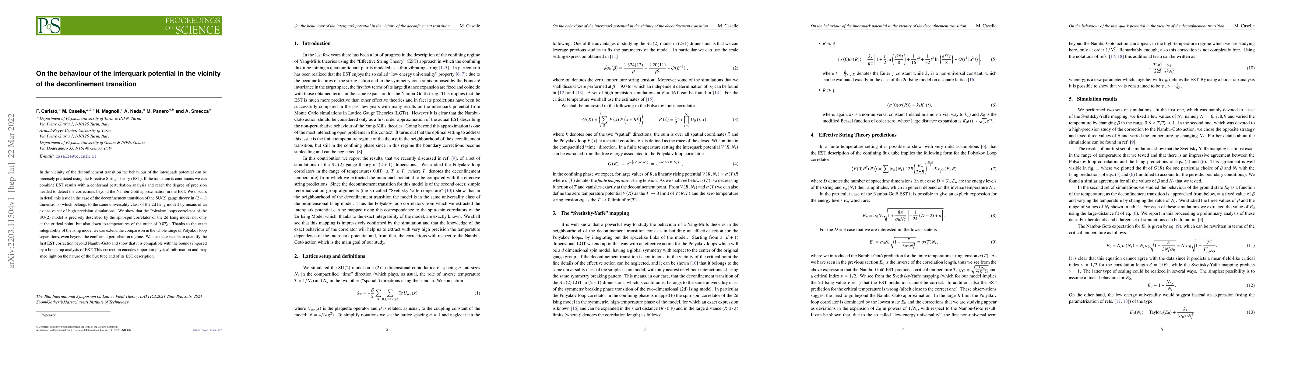 Thumbnail for On the behaviour of the interquark potential in the vicinity of the
  deconfinement transition
