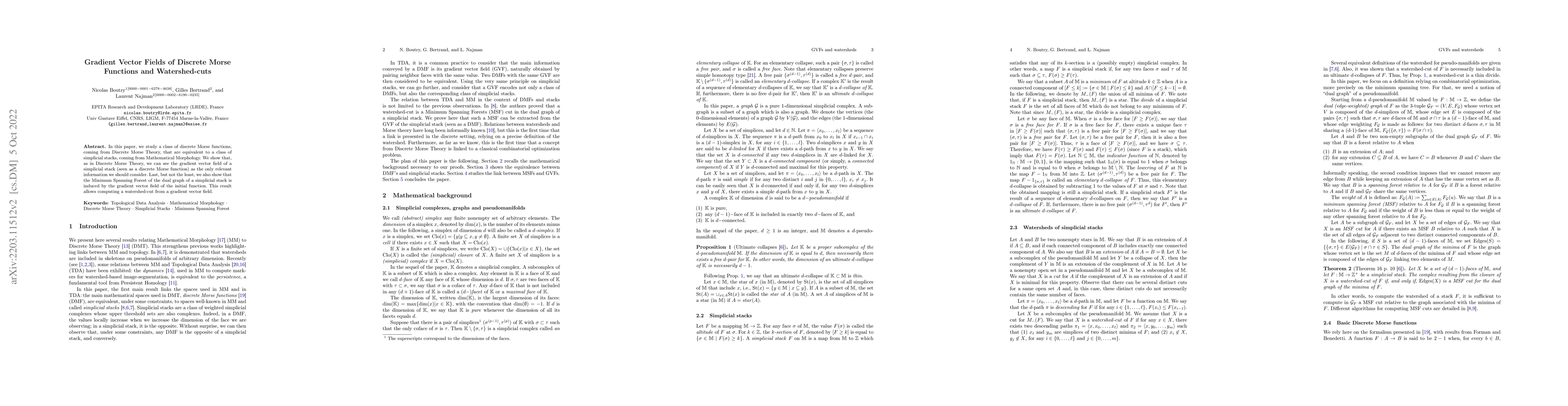 Thumbnail for Gradient Vector Fields of Discrete Morse Functions and Watershed-cuts
