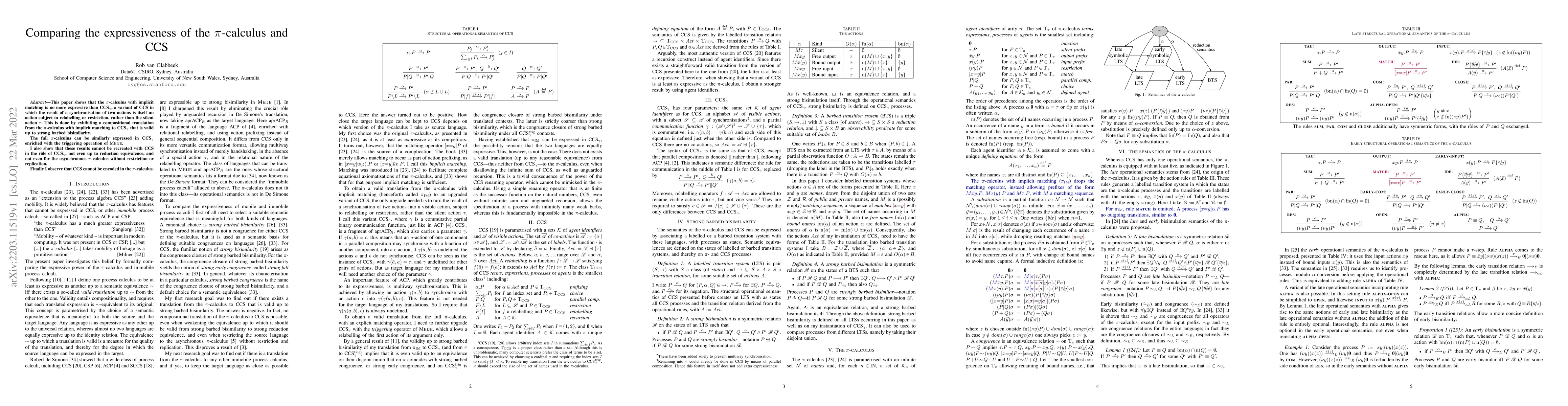 Thumbnail for Comparing the expressiveness of the $\pi$-calculus and CCS