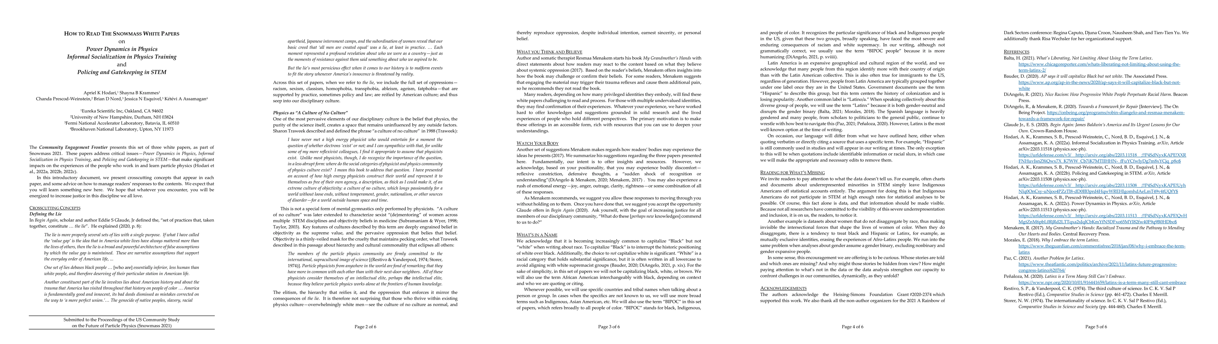 Thumbnail for How to Read the Snowmass White Papers on Power Dynamics in Physics,
  Informal Socialization in Physics Training, and Policing and Gatekeeping in
  STEM