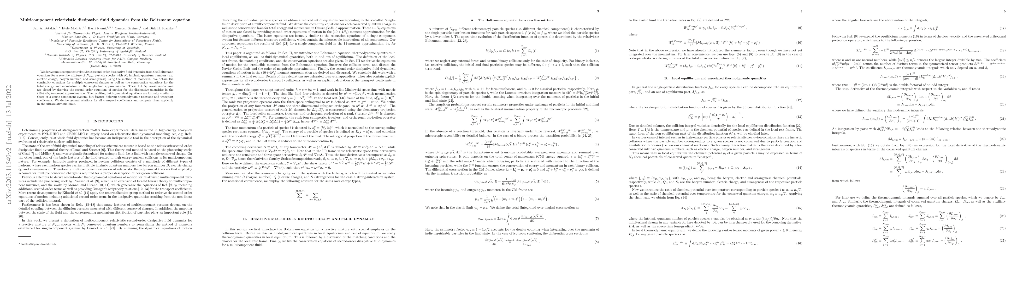Thumbnail for Multicomponent relativistic dissipative fluid dynamics from the
  Boltzmann equation
