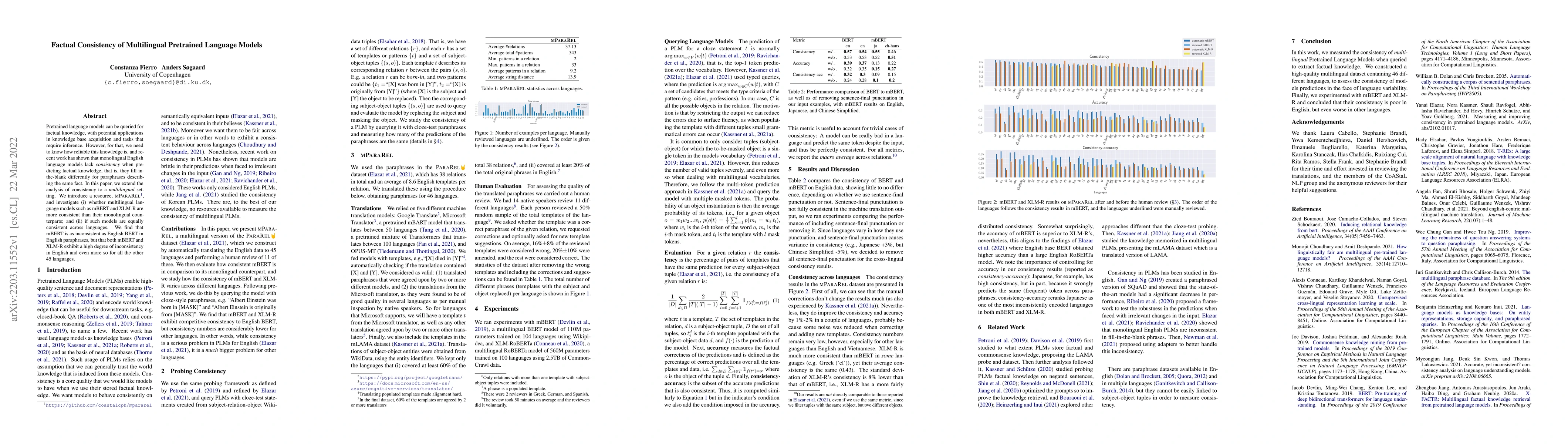 Thumbnail for Factual Consistency of Multilingual Pretrained Language Models