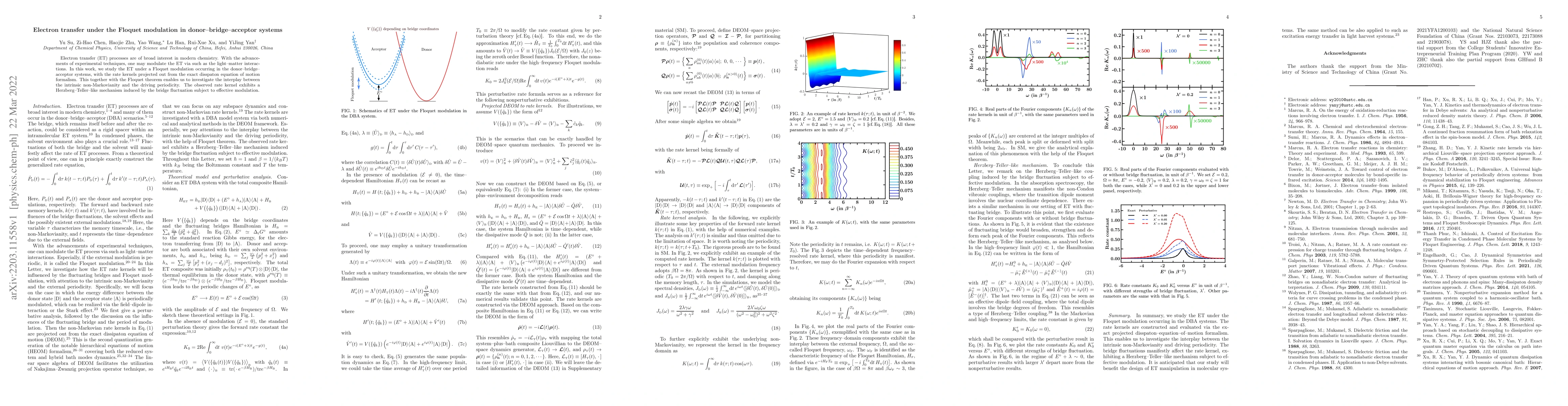 Thumbnail for Electron transfer under the Floquet modulation in donor-bridge-acceptor
  systems