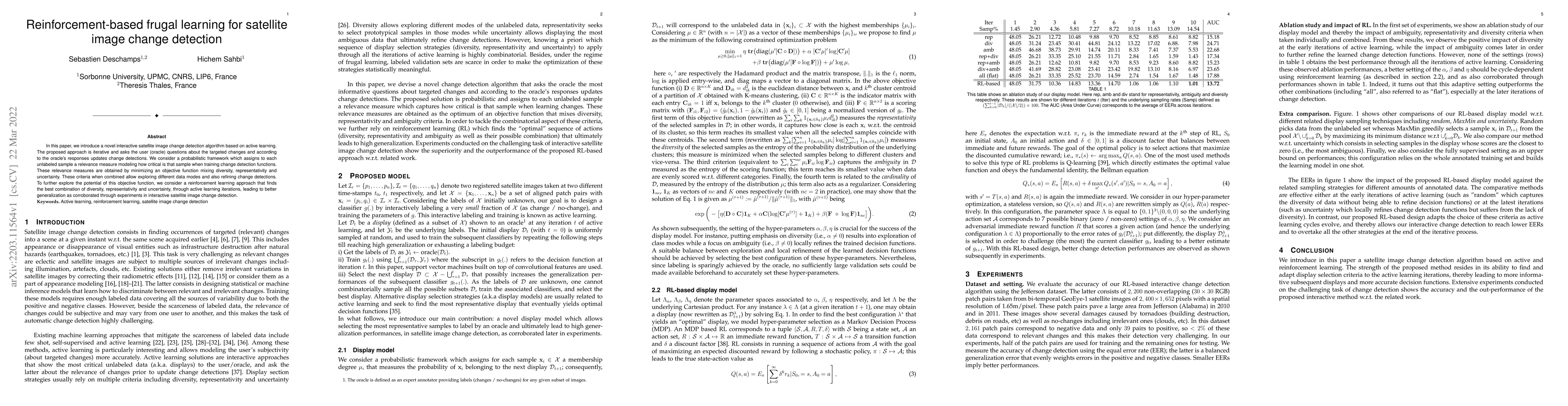 Thumbnail for Reinforcement-based frugal learning for satellite image change detection