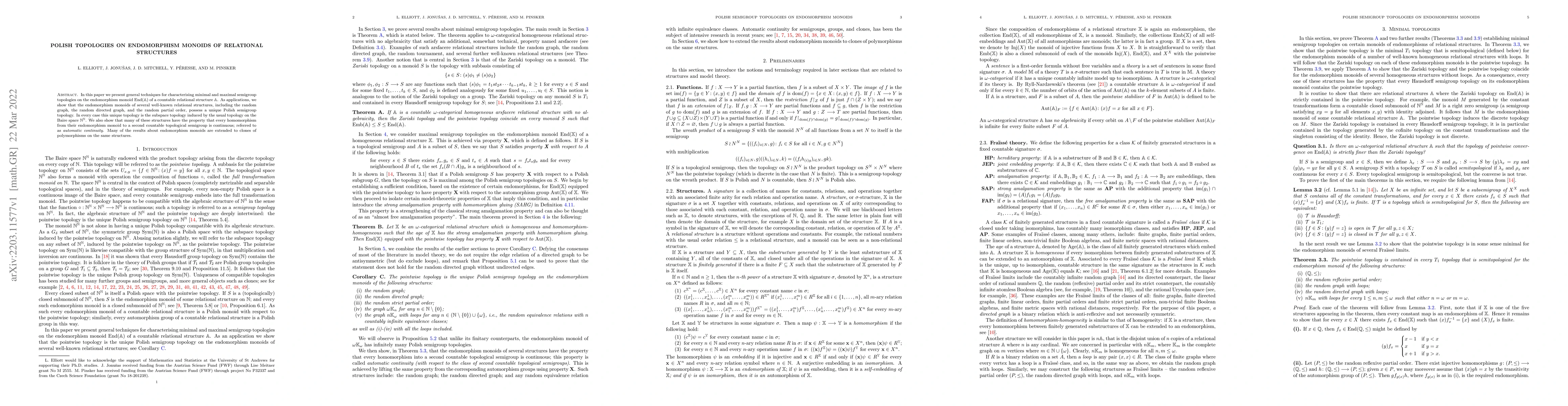 Thumbnail for Polish topologies on endomorphism monoids of relational structures