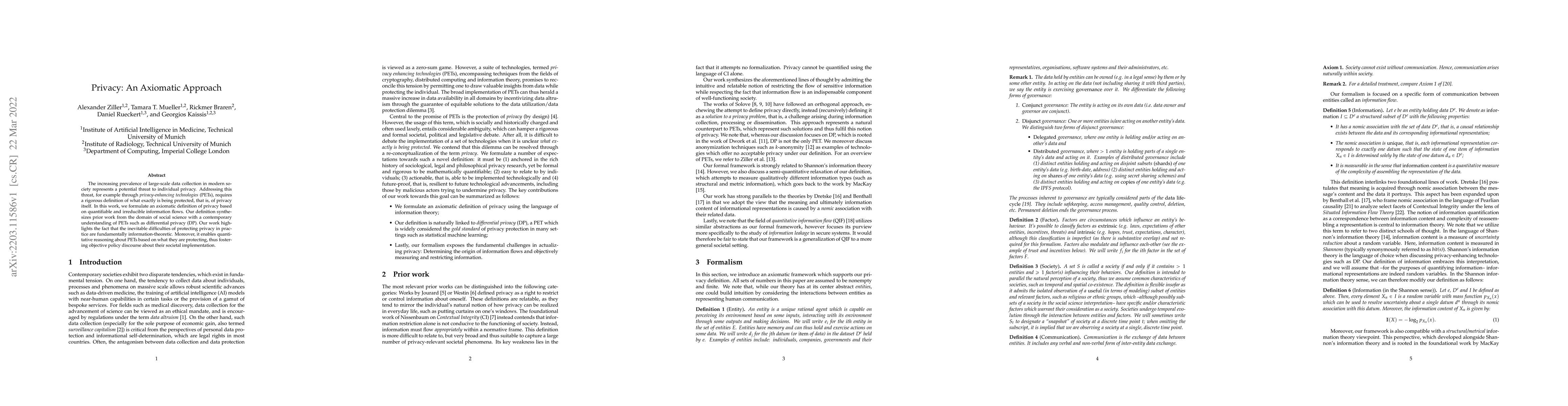 Thumbnail for Privacy: An axiomatic approach