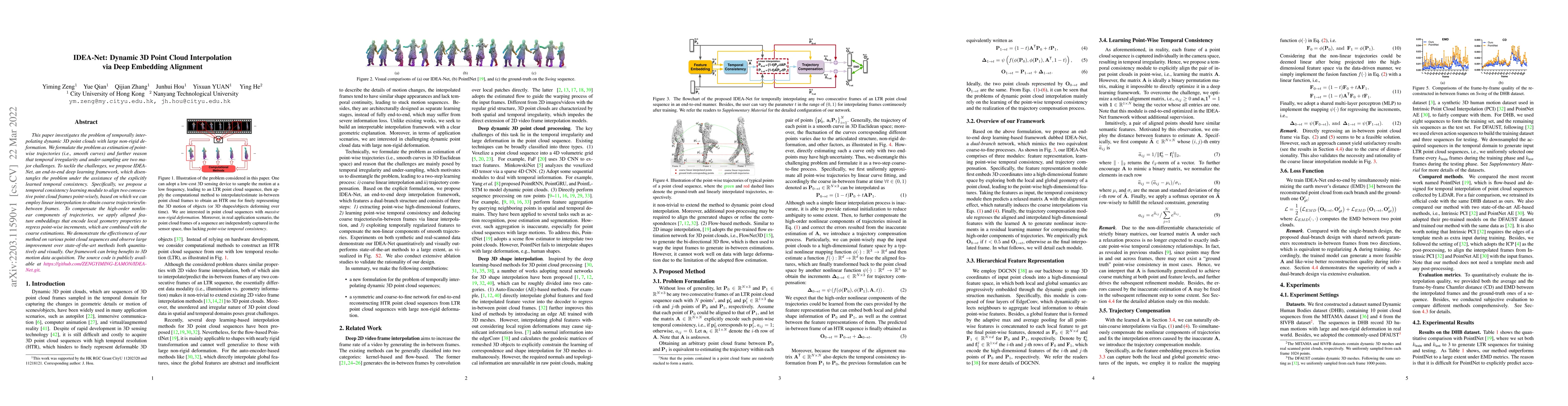 Thumbnail for IDEA-Net: Dynamic 3D Point Cloud Interpolation via Deep Embedding
  Alignment