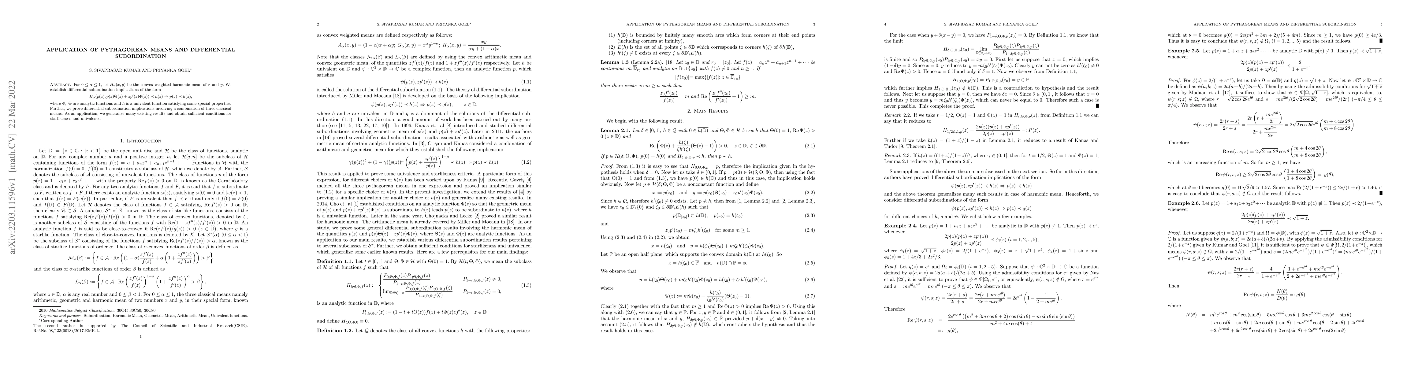 Thumbnail for Application of Pythagorean means and Differential Subordination